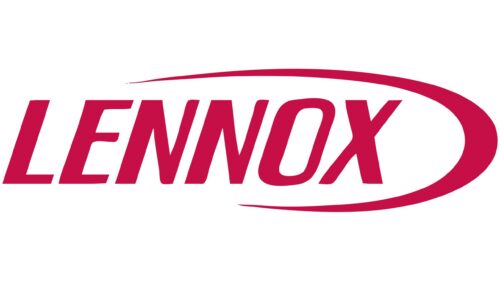 The image shows the Lennox logo with the brand name in bold red uppercase letters and a curved red swoosh surrounding the text.