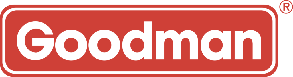 Goodman logo with bold white text on a red background, enclosed in a rounded rectangular border with a registered trademark symbol.