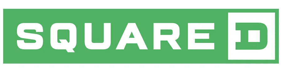 Square D logo with white text and a green background, featuring the word "SQUARE" and a bold letter "D" inside a square on the right.